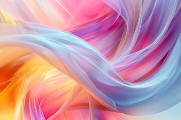 A colorful, flowing piece of art with a pink and orange swirl