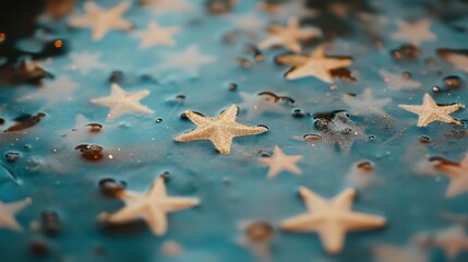 Wall Mural - Delicate Teal Background with Scattering Stars