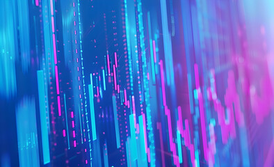 Poster - A stock market graph with rising and falling lines, representing the thumbnail of an online video about financial data analysis in a blue background