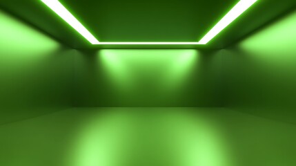 Poster - Green Room with Neon Lights Soft Pastel Background for Graphic Design Templates