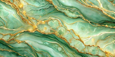 Wall Mural - A swirling symphony of verdant hues and glimmering metallic veins, capturing the essence of nature's artistry in a captivating marble surface.