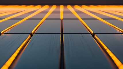 Poster - Glowing Freight Containers Aligned in Grid Formation