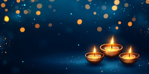 Poster - Diwali Candles Light Gradient Background with Room for Typography