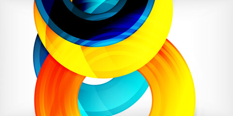 Aufkleber - Bright colorful circles with light effects. Abstract background