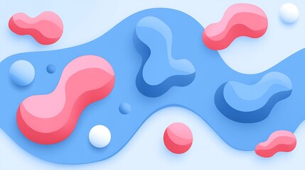 Poster - Abstract Background with Pink and Blue Shapes Simple Neutral Background with Free Space for Design