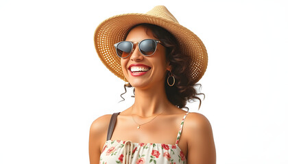 PNG Middle eastern woman in summer outfit laughing smiling adult highlighted by white, png