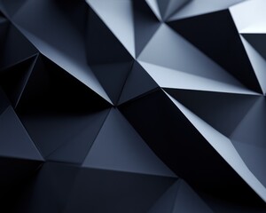 Poster - Abstract black geometric background with sharp angles and facets.