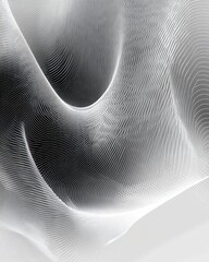 Poster - Abstract wave pattern in monochrome on a white background.
