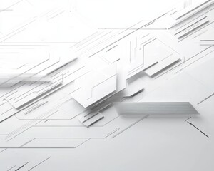 Poster - Abstract white geometric shapes on a clean background, perfect for modern designs.