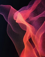 Poster - Colorful wave patterns in vibrant hues on a dark background.