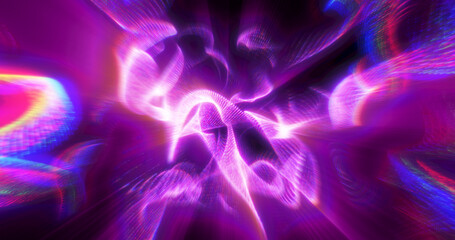 Poster - A vibrant, abstract swirl of purple, pink, and blue light waves, creating a dynamic, futuristic energy flow. Ideal for use in tech, digital art, or sci-fi themed projects