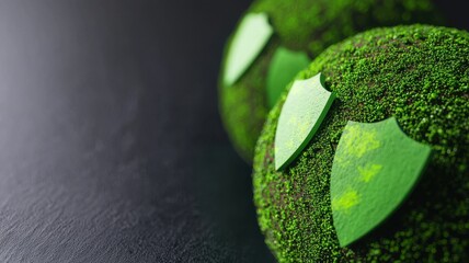 Poster - Green Digital Shields on Globe Surfaces