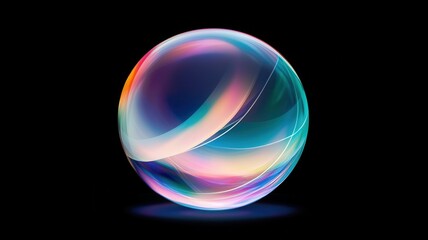 Poster - Colorful Transparent Globe with Floating Data Elements