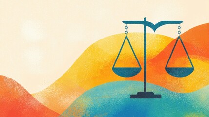 Poster - Abstract Digital Illustration of Balancing Law Scales