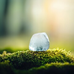 Poster - Melting Ice on Fresh Moss in Spring Light