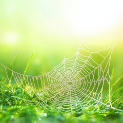 Poster - Dew Drops on Spider Web in Morning Light