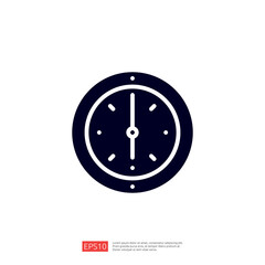 Poster - This image depicts a simple, stylized clock face with hands indicating the time, designed in a minimalist style.