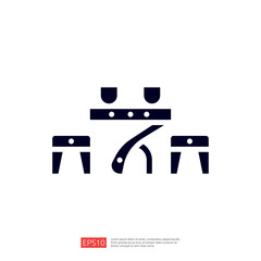 Poster - The image depicts a simplified icon of a table with two chairs, suggesting a meeting or gathering space. It emphasizes collaboration and social interaction.