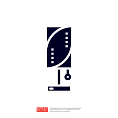 Poster - A minimalist graphic representation of a lamp, featuring a sleek design with a curved shade and a hanging pull switch, suitable for modern decor.