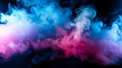 Thick smoke of blue and purple colors, mixing, creates a gradient, on a dark background.