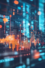 Poster - abstract digital world filled with data points and analytics, showcasing vibrant colors and intricat