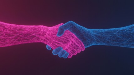 Poster - Holographic Hands Shaking in Digital Agreement