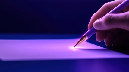 Poster - Hand Signing a Glowing Holographic Contract