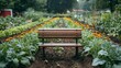 © Kasivat - Tranquil Backyard Garden with Vegetables, Bees, and a Wooden Bench