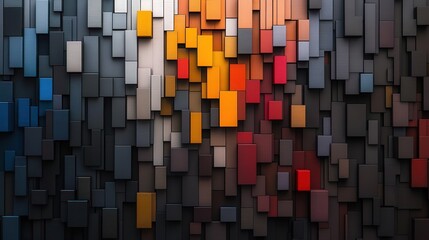 Poster - Colorful geometric blocks create a stunning visual display that captivates the viewer with its unique texture and composition
