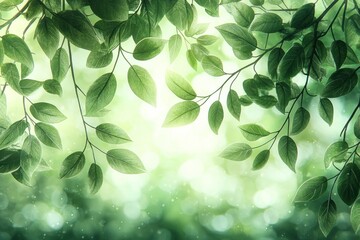 Poster - Lush Green Leaves with a Bokeh Background