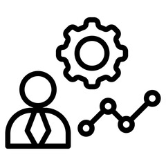 Man in gear icon. Man and cog sign. Vector illustration.