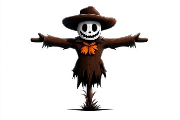 Aufkleber - Minimalist line art of a scarecrow with simple hat and outstretched arms, capturing the classic silhouette and rustic charm of scarecrows, symbolizing simplicity and tradition