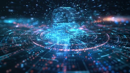 Poster - Futuristic glowing british pound sterling symbol is surrounded by digital data and lines of code, suggesting the concept of virtual reality, cryptocurrency, and the metaverse