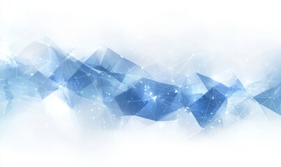 Abstract illustration featuring plexus blue geometrical shapes, representing connection and web concept, with digital communication and technology network background comprising moving lines and dots