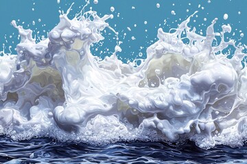 Aufkleber - Abstract Whirlwind of White Foam on a Blue Surface