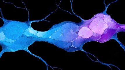 Poster - Vibrant Abstract Neural Network with Blue and Purple Colors