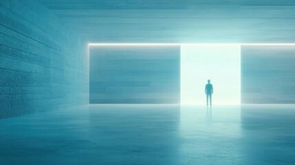 Poster - Futuristic Lab with Holographic Elements and Light Space