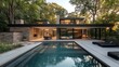 © Arifin Studio - Modern home with a swimming pool and patio.