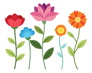 Wall Mural - set of flowervector illustration on white background