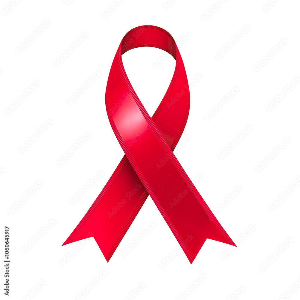 Red ribbon over a transparent background. Symbol of HIV/AIDS and drug ...