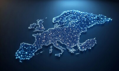 Wall Mural - european telecommunication and data transfer networks with global internet connectivity for communic