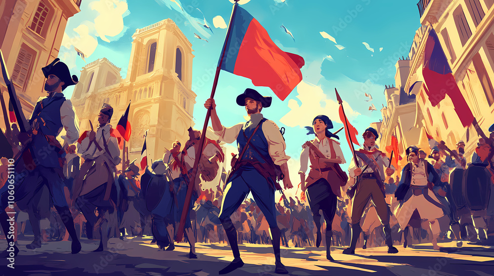 Happy bastille day! concept art and poster for the french national day ...