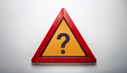 Fototapete - Triangle sign with question mark isolated on white backdrop. FAQ and QA. Problem solution.