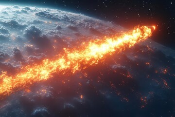 Wall Mural - celestial inferno: a cosmic dance of fire and stardust across the universe's canvas, where solar fla