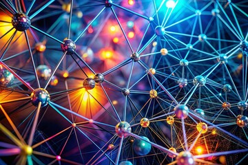 Poster - Plexus Points enhance connectivity in fashion photography, merging technological network effects with 3D digital aesthetics to create vibrant modern designs through strategic color communication.