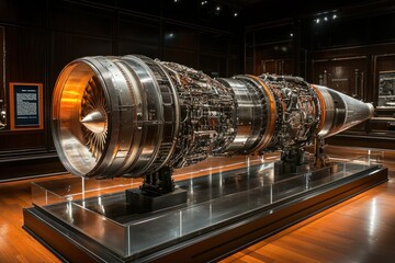 Poster - A Large Jet Engine on Display in a Museum Exhibit