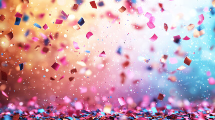 Poster - Brightly colored confetti cascades through the air, creating a festive and joyful ambiance during a celebration or party