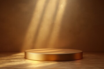 Poster - Golden Podium with Light Streaks on a Metallic Background