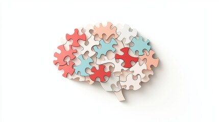 Poster - A stylized brain composed of interconnected puzzle pieces, symbolizing the interconnectedness of thoughts, memories, and experiences that shape our understanding of the world.
