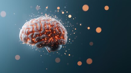 Poster - A human brain rendered in intricate detail with glowing circuits and data streams flowing through it, symbolizing the integration of artificial intelligence and human consciousness.